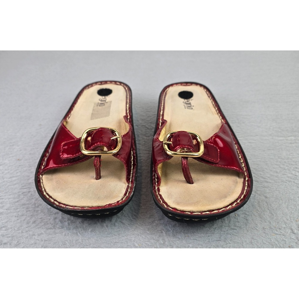 Alegria Lite Red Patent Leather Slide Sandals Size 39 US 8.5-9 Comfort Thong